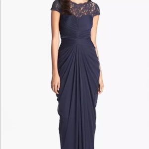 Adrianna Papell Lace Yoke Drape Gown